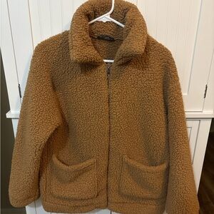 Pretty Garden Camel Sherpa Teddy Jacket Size S Cozy Fall Chic